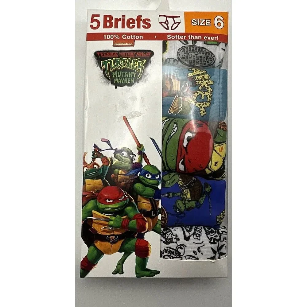 New Boys‎ Teenage Mutant Ninja Turtles 5 Pack Briefs Size 6-Handcraft